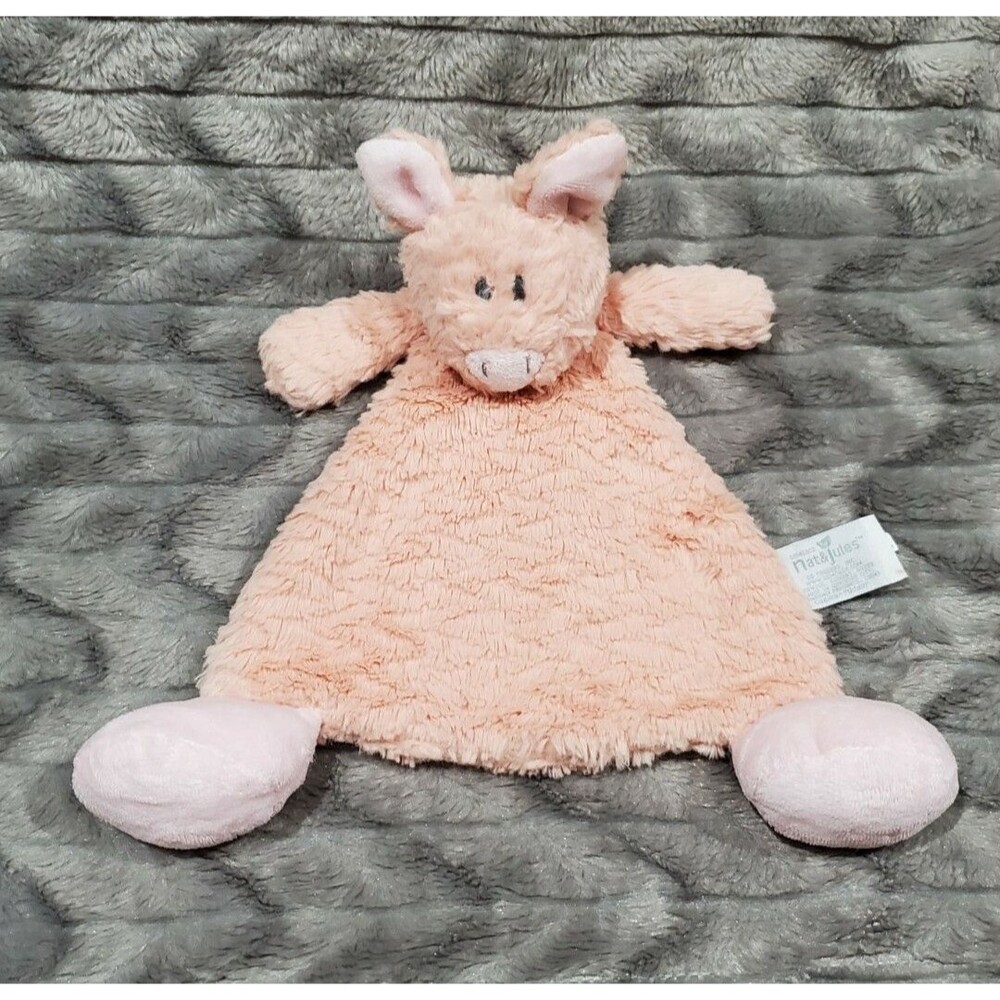 Nat & Jules Pink Pig Plush Stuffed Baby Lovey Security Blanket Toy 13"